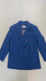 Video_LA SUITs blå dobbeltradet jakkesæt til kvinder