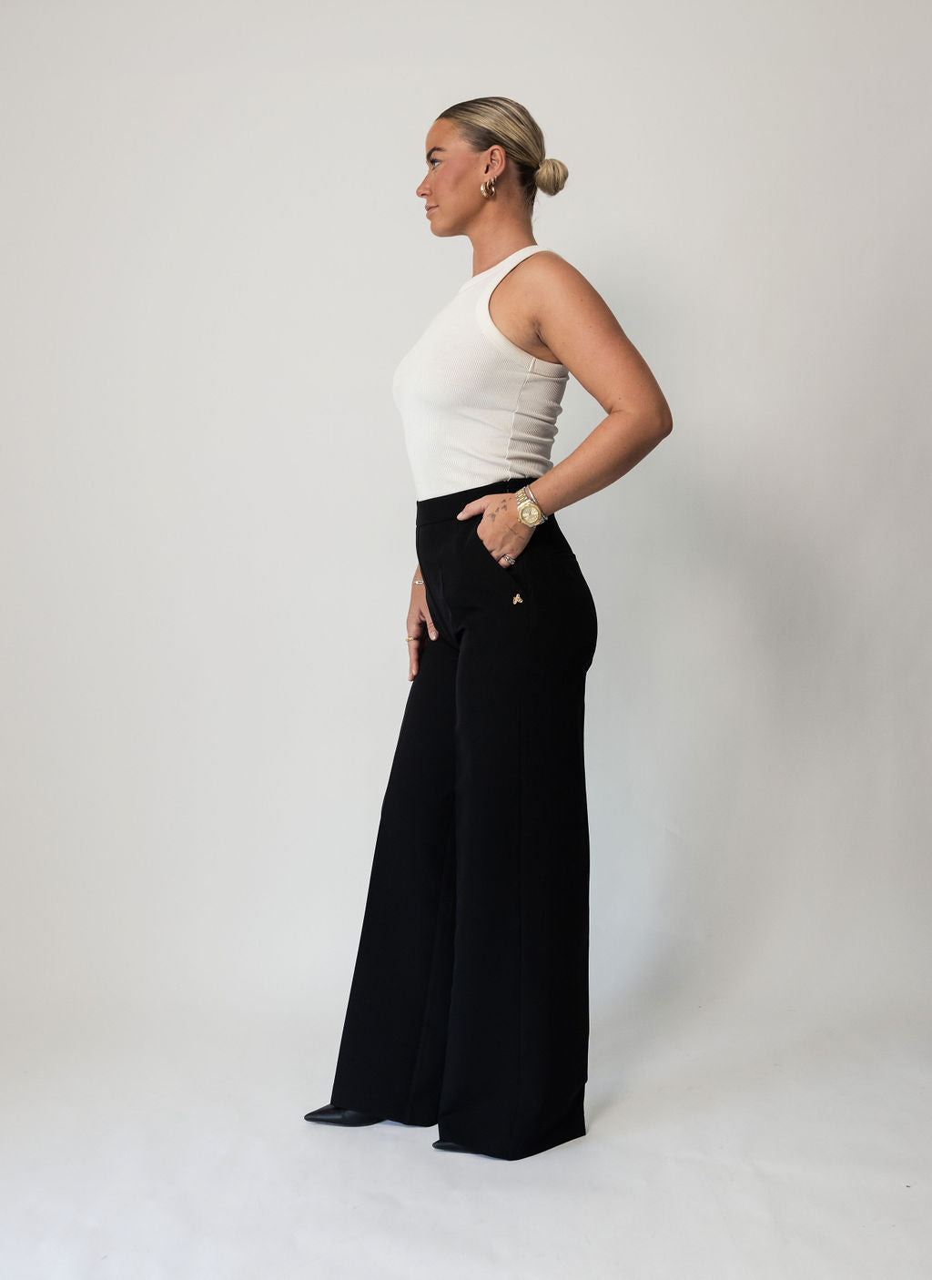 LA SUITs sorte vide bukser til kvinder