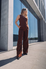 LA SUITs brune vestsæt i hør til kvinder