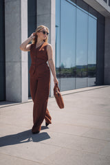 LA SUITs brune vestsæt i hør til kvinder